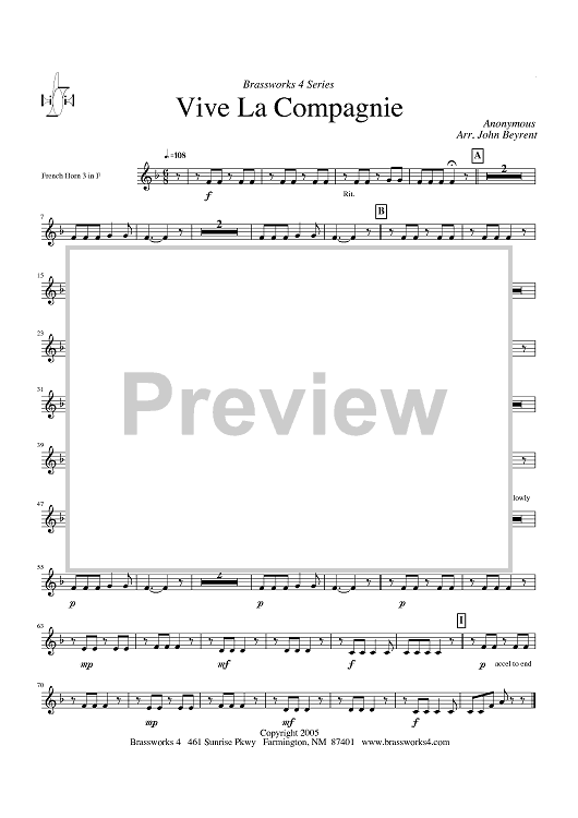 Vive La Compagnie - Horn 3 in F