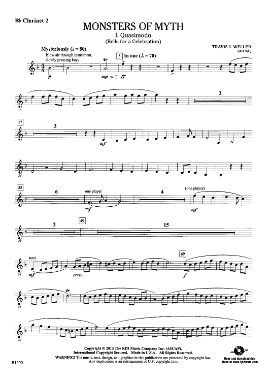 Monsters of Myth - Bb Clarinet 2" Sheet Music for Concert Band