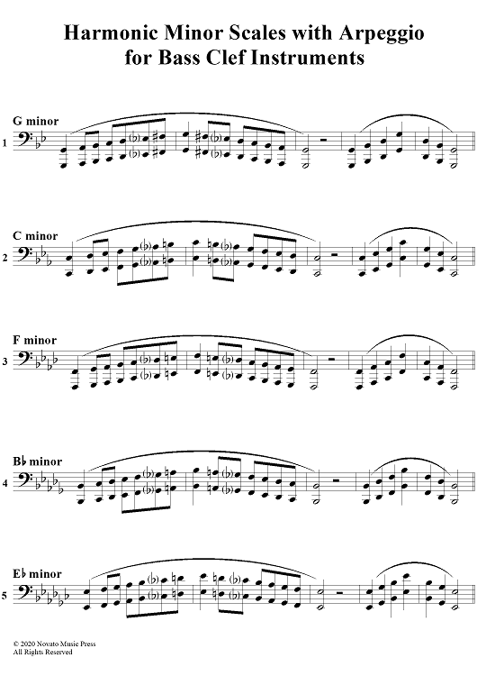 Minor Scales with Arpeggio - Bass Clef Instruments