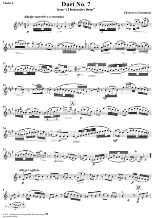 Duet No. 7, from "12 Instructive Duets" - Violin 1