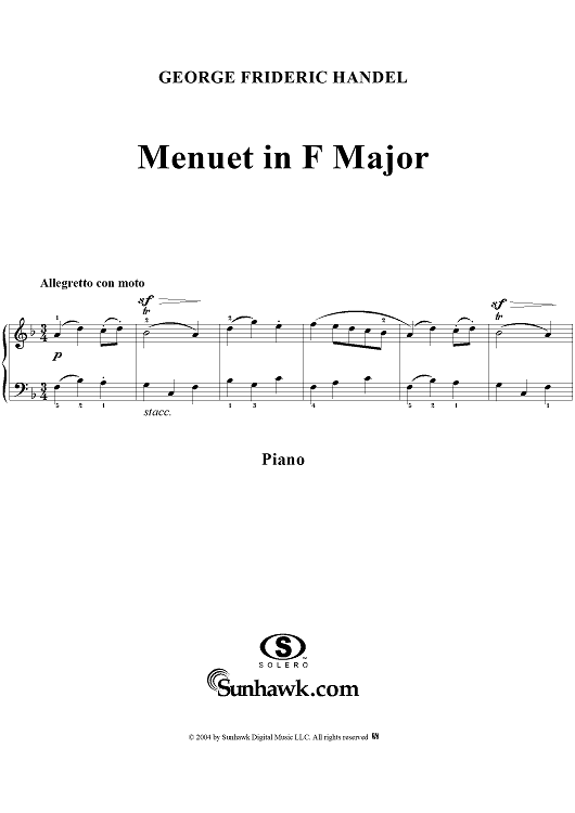 7 Pieces: No. 6, Menuet in F Major