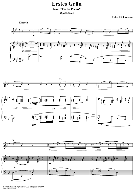 Twelve Poems, Op. 35 No.4, "Erstes Grün (fresh green), - Piano