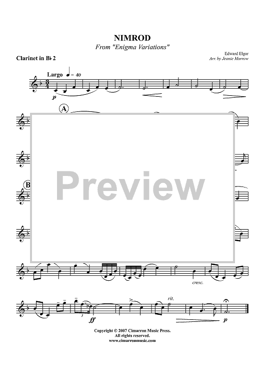 Nimrod from "Enigma Variations" - Clarinet 2 in B-flat