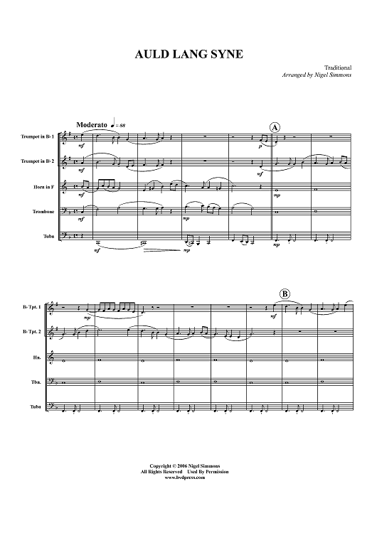 Auld Lang Syne - Score