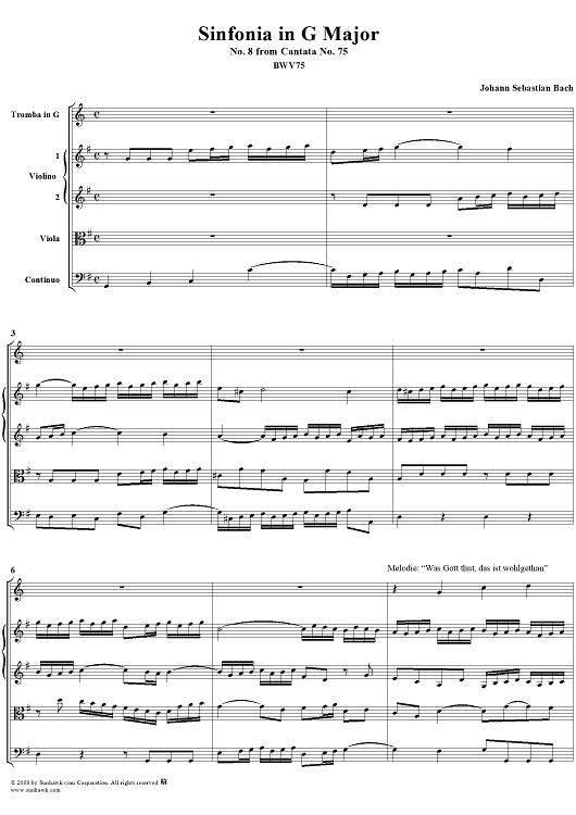 Sinfonia in G major - No. 8 from Cantata no. 75 - BWV75