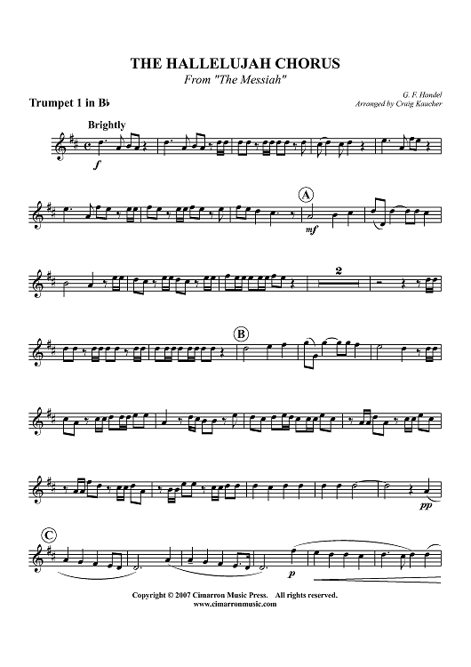 Hallelujah Chorus - From "The Messiah" - Trumpet 1 in Bb