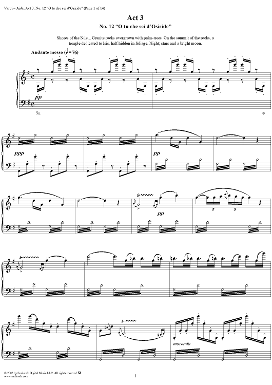 Introduction, Prayer-Chorus from "Aida", Act 3 - Score