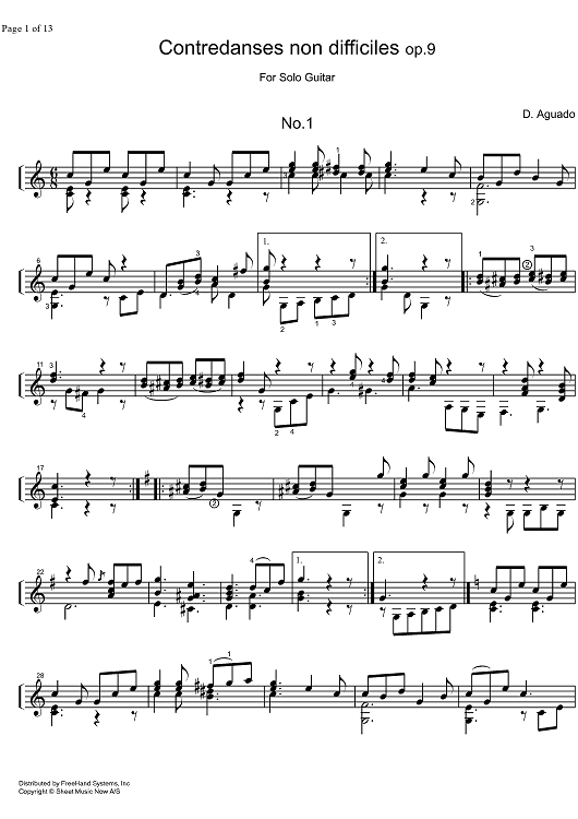 Contredanses non difficiles Op. 9