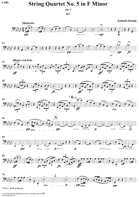 String Quartet No. 5 in F Minor, Op. 9 - Cello