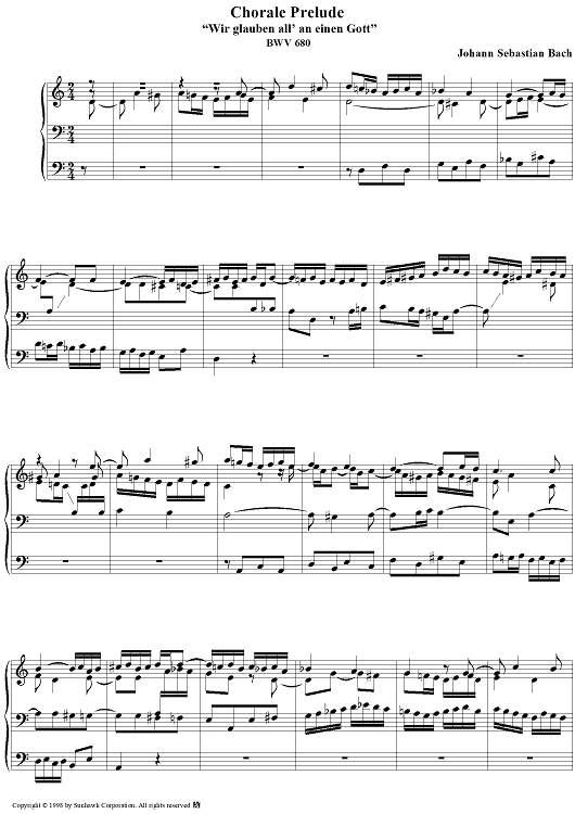 Chorale Prelude, BWV 680: Wir glauben all' an einen Gott