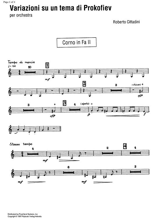 Variazioni su un tema di Prokofiev - Horn in F 2