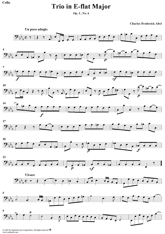 Trio in E-flat Major Op. 3, No. 6 - Cello
