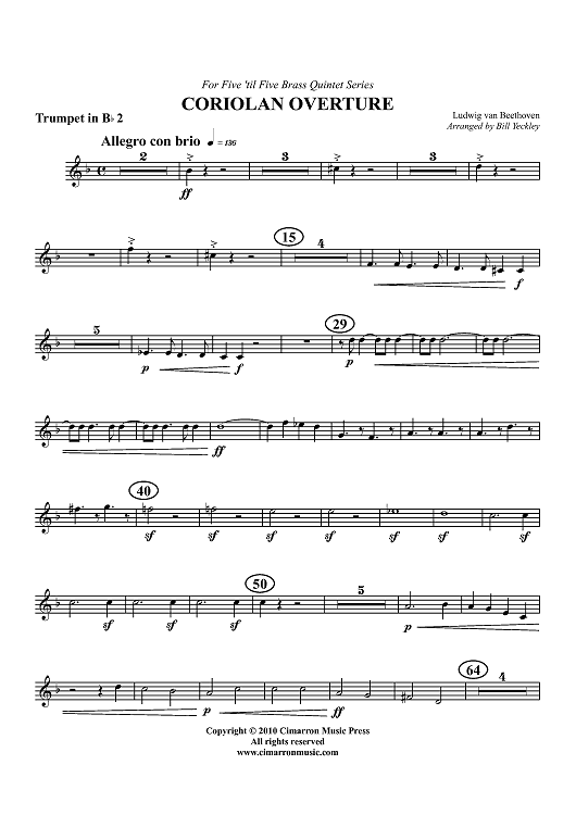 Coriolan Overture - Trumpet 2 in Bb
