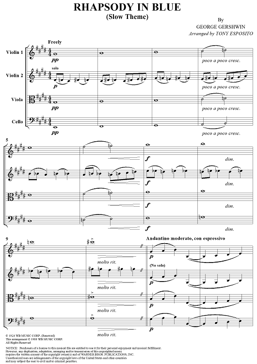 Rhapsody in Blue - Score
