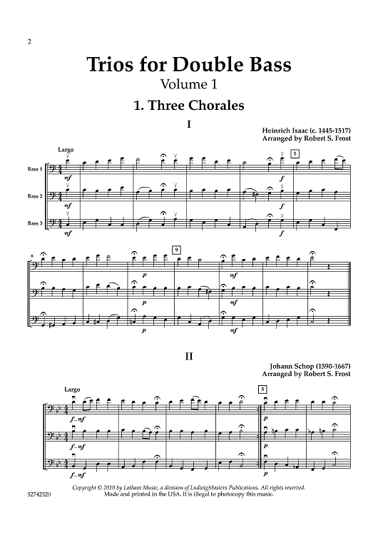 Trios for Double Bass - Volume 1 - Score