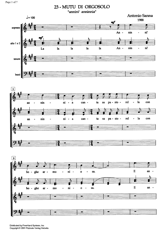 Mutu di Orgosolo - Score