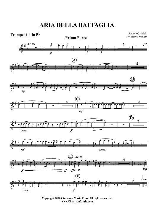 Aria Della Battaglia - Trumpet 1-1 in B-flat