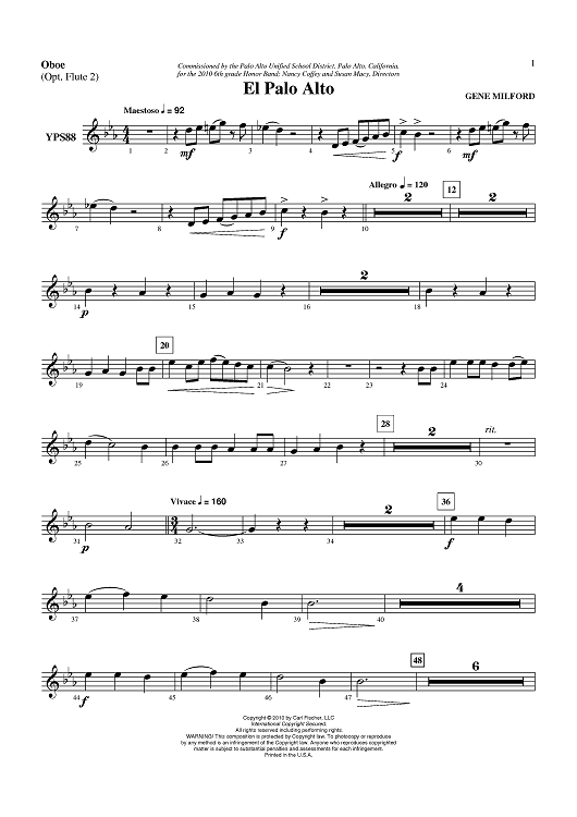 El Palo Alto - Oboe (Opt. Flute 2)