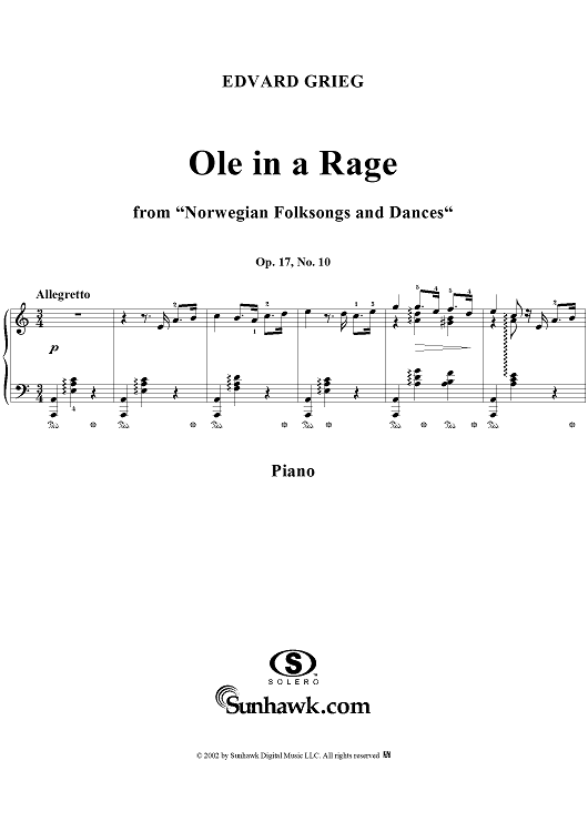 Norwegian Folksongs and Dances Op.17 No.10, Ole in a rage