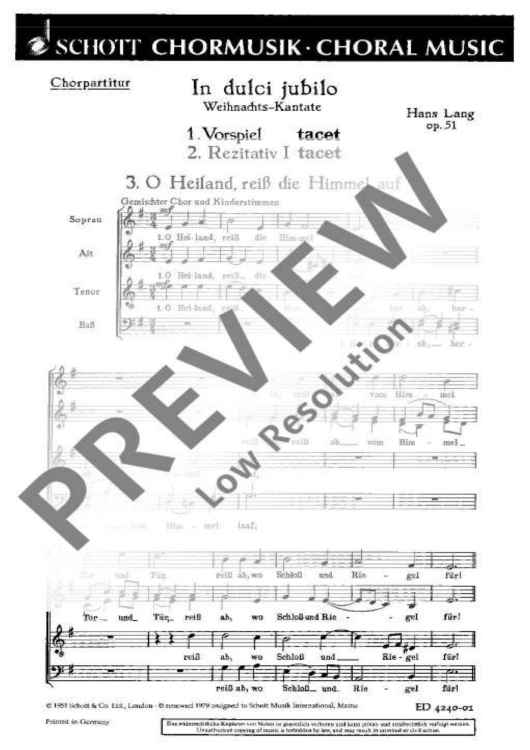 In Dulci Jubilo - Choral Score
