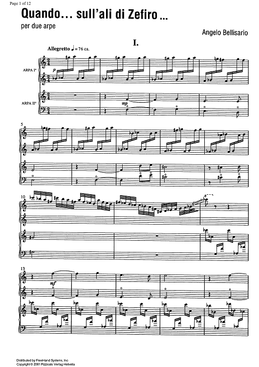 Quando... sull'ali di Zefiro - Score