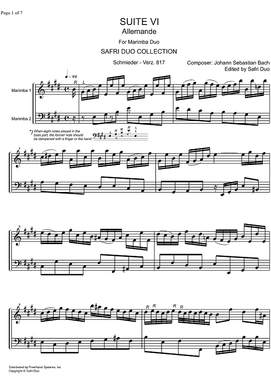 French Suite  6 E Major BWV 817 - Score