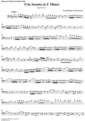 Trio Sonata in E Minor Op. 37 No. 2 - Bassoon/Viola da Gamba/Cello