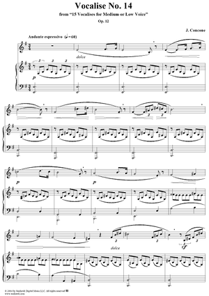 15 Vocalises for Medium or Low Voice, Op. 12: No. 14