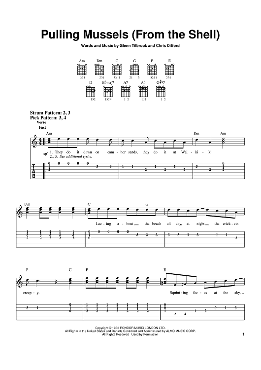 Pulling Mussels (From The Shell)" Sheet Music by Squeeze for Easy