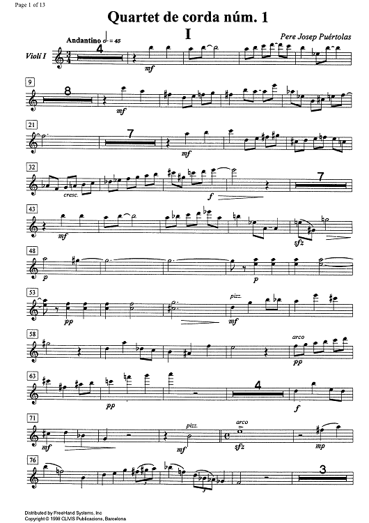 String quartet No. 1 - Violin 1