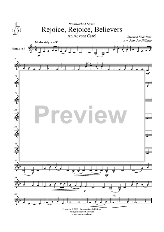 Rejoice, Rejoice, Believers - Horn 2 in F