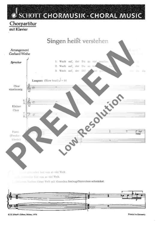 Singen heißt verstehen - Choral Score