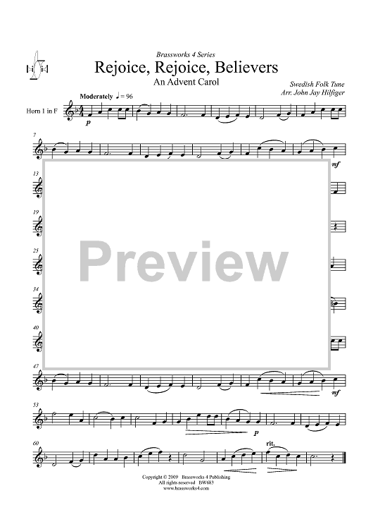 Rejoice, Rejoice, Believers - Horn 1 in F