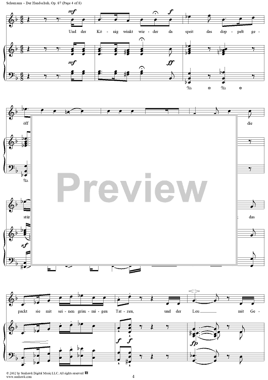 könig in schillers handschuh Der Handschuh, Op. 87" Sheet Music for Voice/Piano