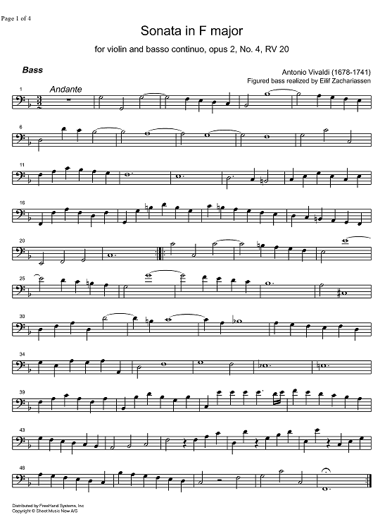 Sonata F Major Op. 2 No. 4 RV20 - Bass