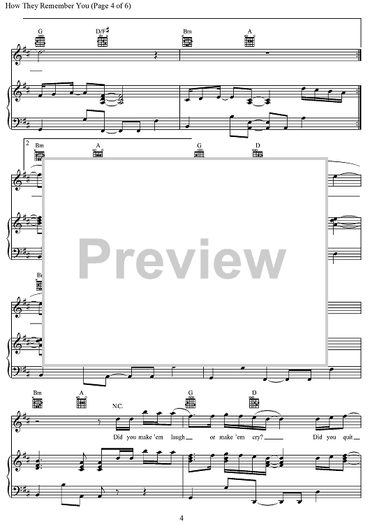 How They Remember You" Sheet Music by Rascal Flatts for Piano/Vocal ...