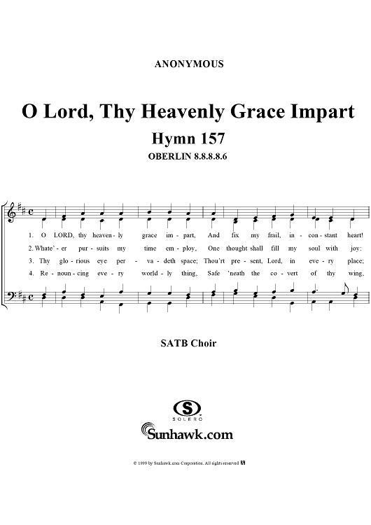 O Lord, Thy Heavenly Grace Impart