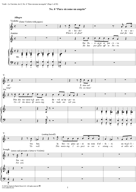 La Traviata, Act 2, No. 8, Recit. and Duet. "Pura siccome un angelo"