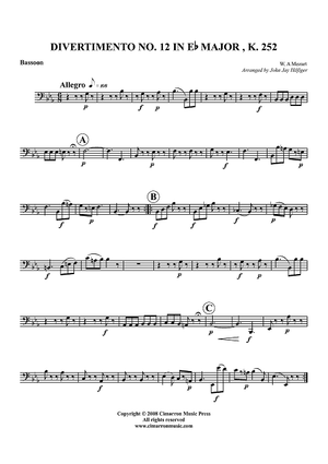 Divertimento No. 12 in Eb Major, K. 252 - Bassoon