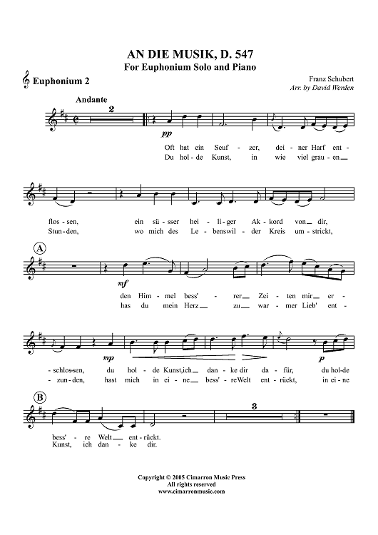 An Die Musik, D. 547 - Euphonium BC/TC