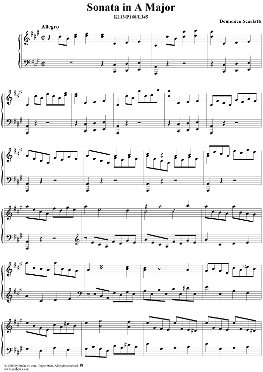Sonata in A major, K113