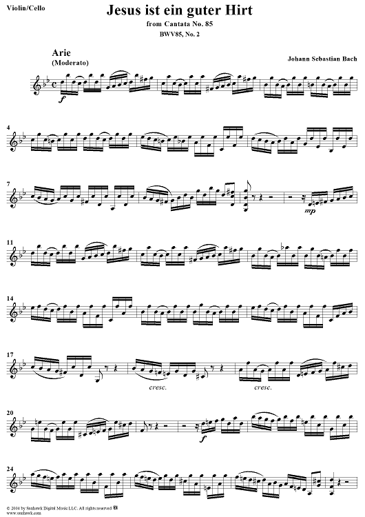 "Jesus ist ein guter Hirt", Aria, No. 2 from Cantata No. 85: "Ich bin ein guter Hirt" - Violin