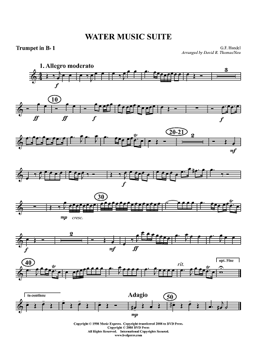 Water Music Suite - Trumpet 1