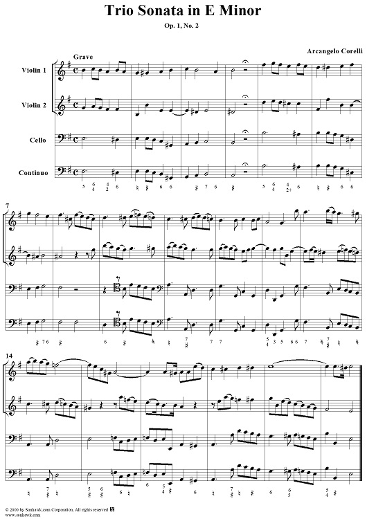 Trio Sonata in E Minor, op. 1, no. 2