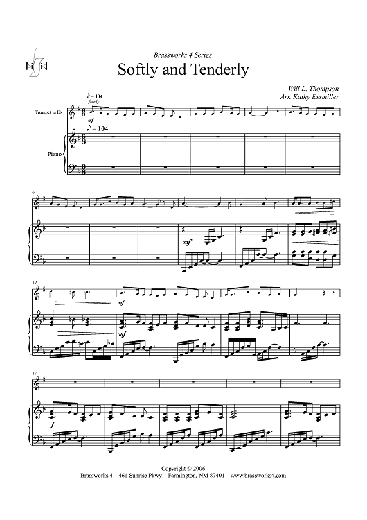 Softly and Tenderly - Piano Score