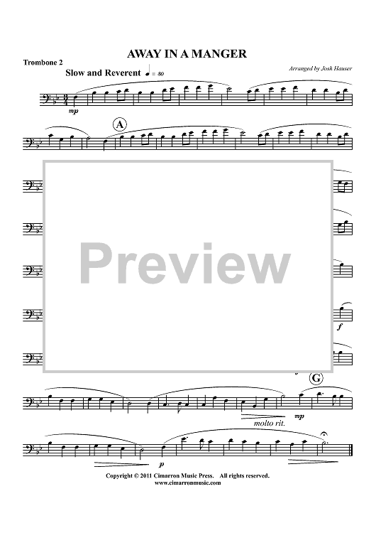 Away in a Manger - Trombone 2