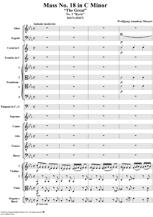 Mass No. 18 in C Minor, No. 1: Kyrie - Full Score