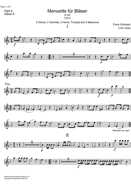 Minuet C Major D2d - Oboe 2