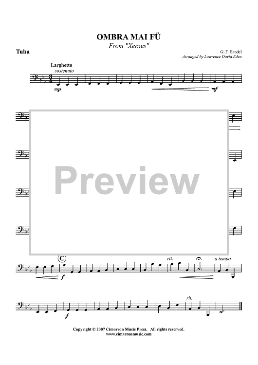 Ombra Mai Fu - From "Xerxes" - Tuba