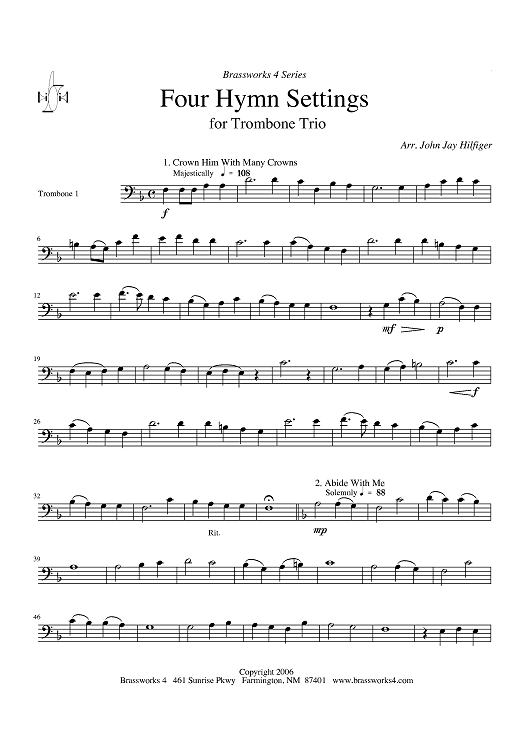Four Hymn Settings - Trombone 1
